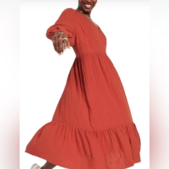 Old Navy Orange Red Tiered Ruffled Sundress - Picture 9 of 11